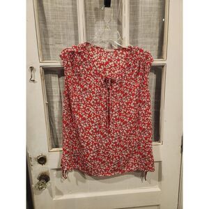 Copper Key Red and White Floral Blouse Women's‎ Size Medium